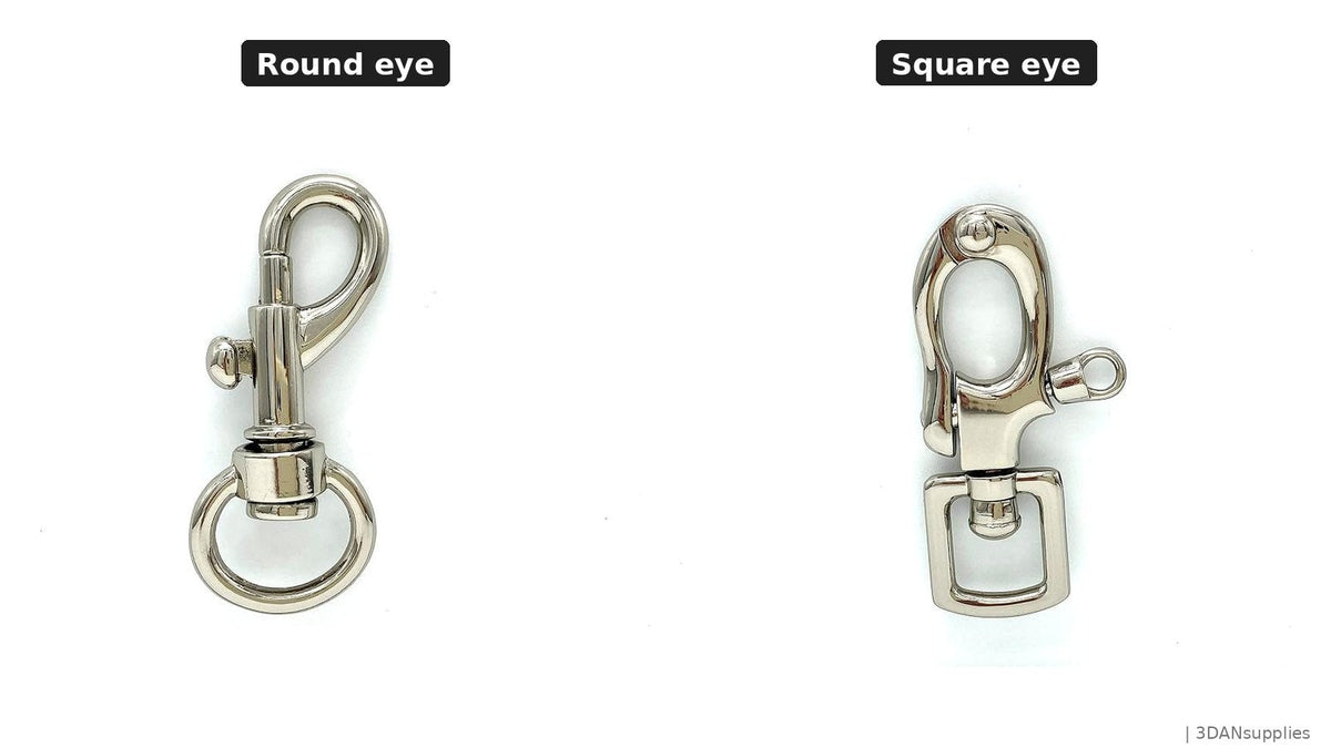 Bag snap hooks with round and square eye styles