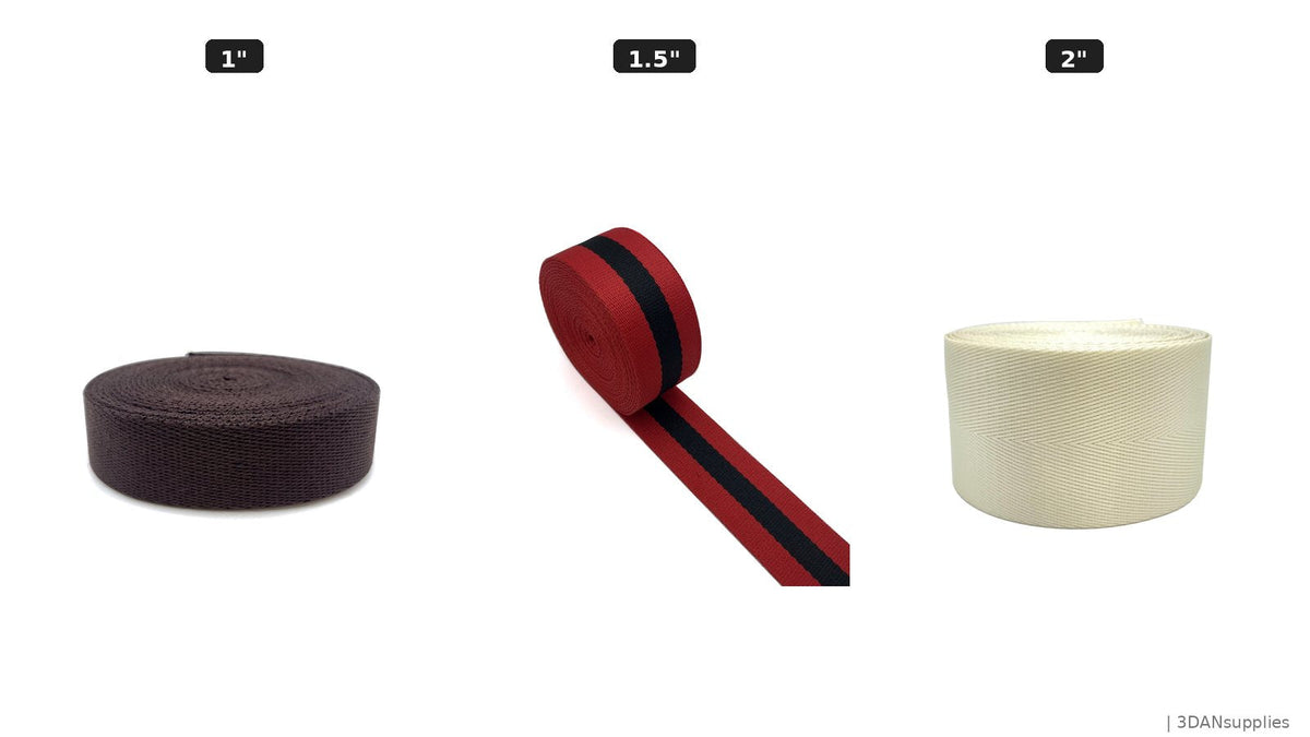 Bag strap webbing in common widths