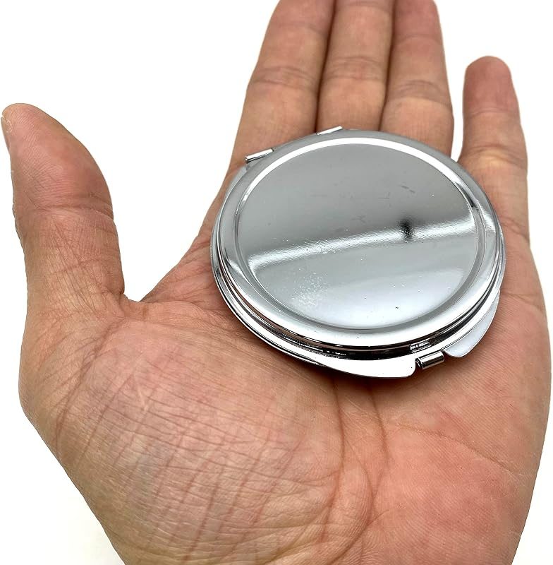 Round Compact Mirror Blank with Polished Metal Lid