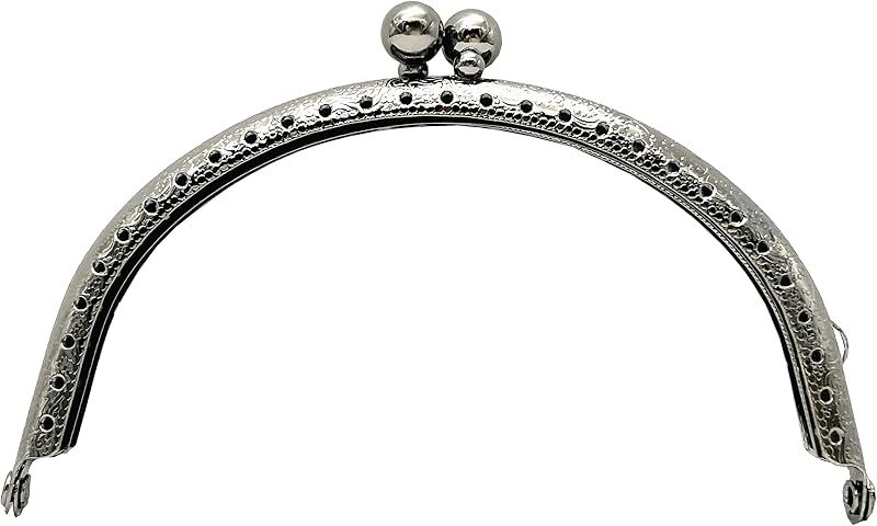 Half-Round Sew-In Kiss-Lock Purse Frame, 4" x 2 3/16" (10 x 5.5 cm) - 8mm Ball Clasp