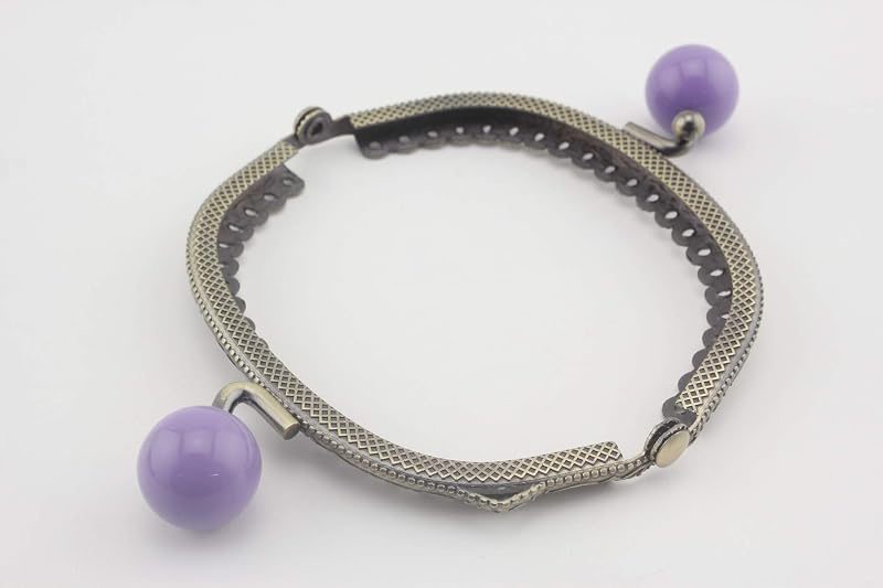 Half-Round Color-Ball Sew-In Kiss-Lock Purse Frame, 9 x 4 cm