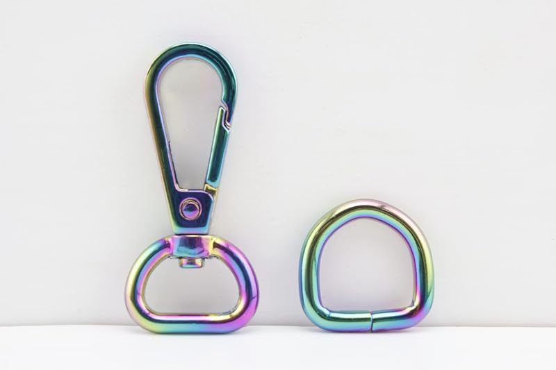 Dog Leash Purse snap Swivel Hooks and D Rings for Bag Purse Dog Collar Making Repair / Rainbow Colorful