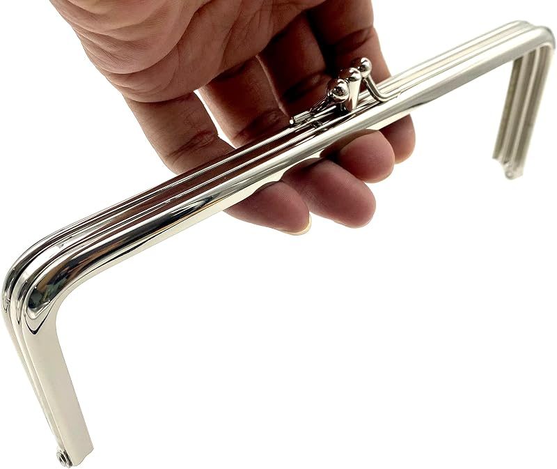 Rectangle Double-Pocket Glue-In Kiss-Lock Purse Frame, 7 3/4" x 2 3/4" (19.5 x 7 cm)