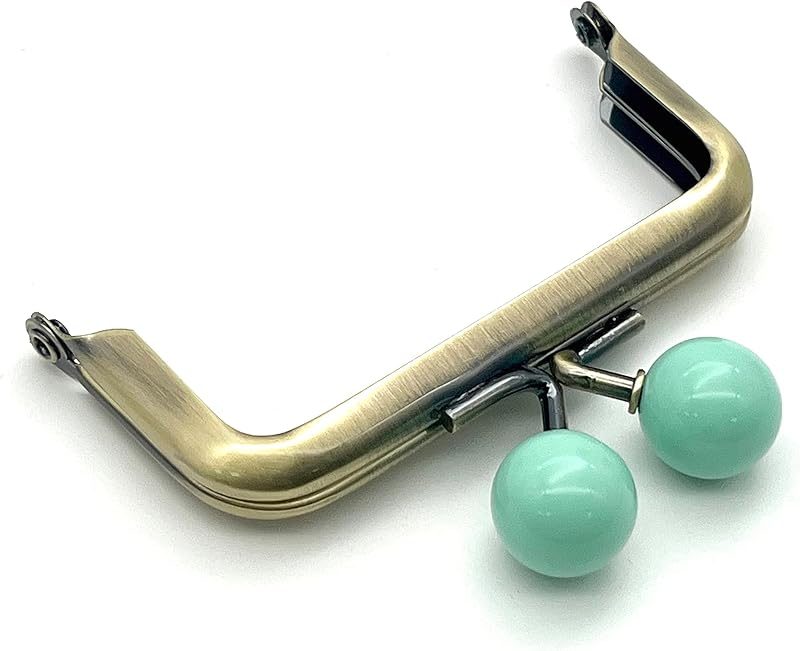 Half-Round Color-Ball Glue-In Kiss-Lock Purse Frame, 8 x 4 cm