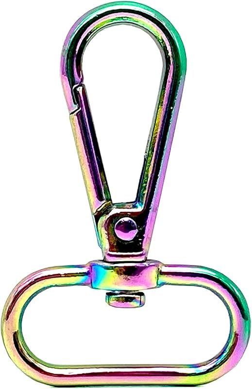 Rainbow Push-Gate Swivel Snap Hook, Flat D Eye (1")