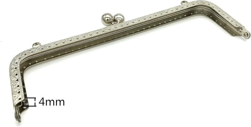 Rectangle Sew-In Kiss-Lock Purse Frame, 8" x 2 9/16" (20.5 x 6.5 cm) - with Chain Loops