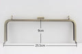 Rectangle Glue-In Kiss-Lock Purse Frame, 10" x 3 1/2" (25.5 x 9 cm) - Heavy, with D-Ring Loops