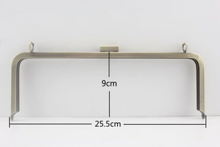 Rectangle Glue-In Kiss-Lock Purse Frame, 10" x 3 1/2" (25.5 x 9 cm) - Heavy, with D-Ring Loops