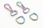Dog Leash Purse snap Swivel Hooks and D Rings for Bag Purse Dog Collar Making Repair / Rainbow Colorful