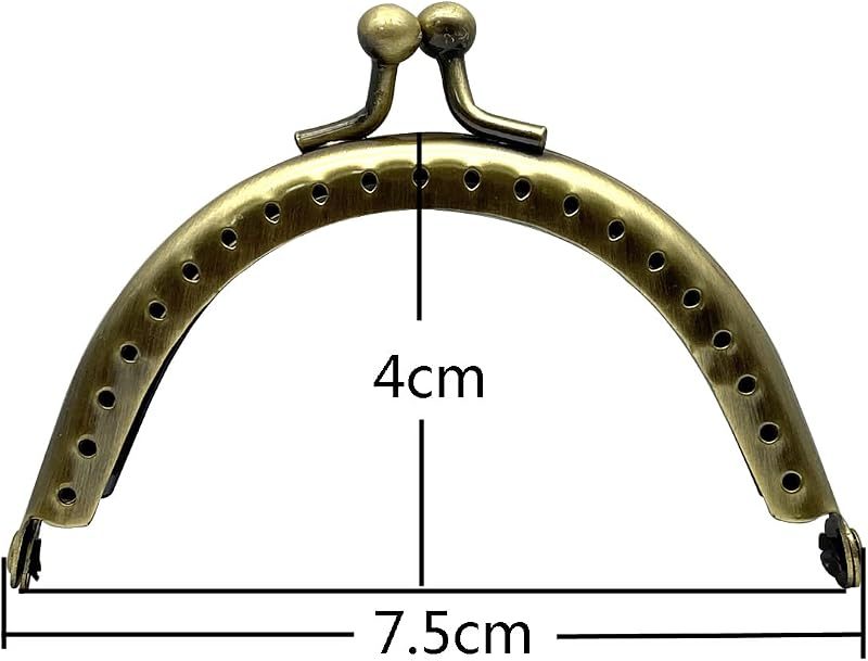 Half-Round Sew-In Kiss-Lock Purse Frame, 3" x 1 5/8" (7.5 x 4 cm)