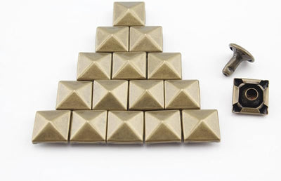 Pyramid Rivet / Copper Double Cap, Purse Rivets Studs Spots for Leather Bag Making Clothing Shoes Anti Bronze - 3/8" (10 mm x 10 mm)