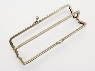 Rectangle Double-Pocket Glue-In Kiss-Lock Purse Frame with Handles, 7" (18 cm)