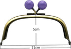 Half-Round Color-Ball Glue-In Kiss-Lock Purse Frame, 11 x 5 cm