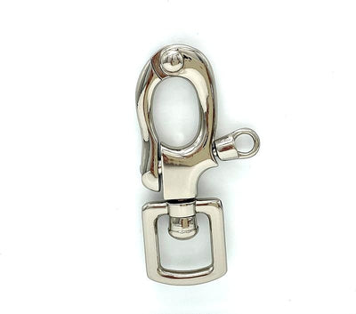 Swivel Snap Shackle Hook, Square Eye (5/8") - Nickel