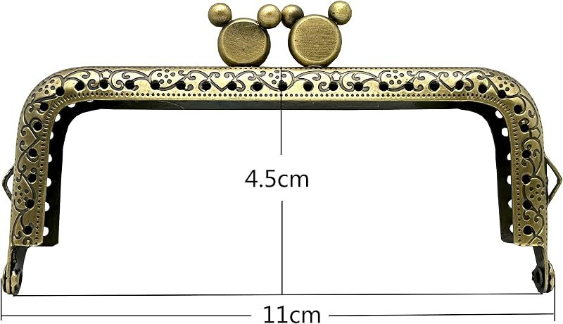 Rectangle Sew-In Kiss-Lock Purse Frame, 4 1/4" x 1 3/4" (11 x 4.5 cm) - Large 12mm Ball Clasp