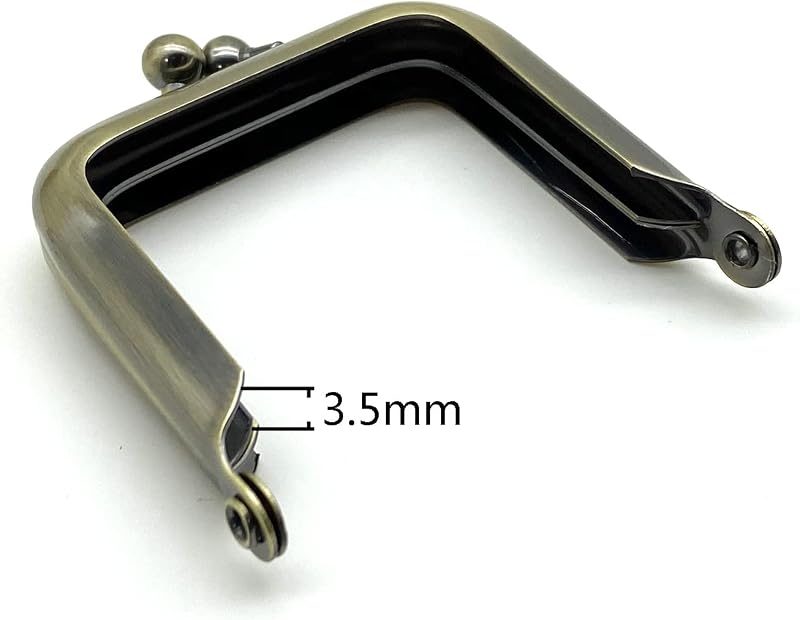 Square Glue-In Kiss-Lock Purse Frame, 2" x 2" (5 x 5 cm)