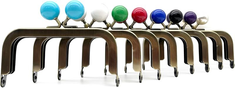 Rectangle Color-Ball Glue-In Kiss-Lock Purse Frame, 10.5 x 5 cm