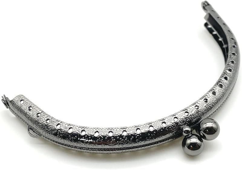 Half-Round Sew-In Kiss-Lock Purse Frame, 4" x 2 3/16" (10 x 5.5 cm) - 8mm Ball Clasp