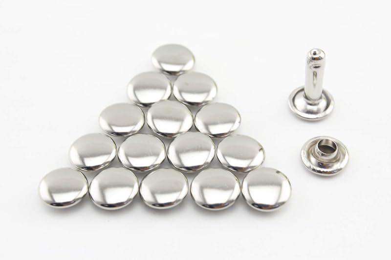 Double Flat Rivet 5/16" (8 mm) Solid Brass Double Cap, Purse Rivet Studs for Leather Bag Making Clothing Shoes Nickel