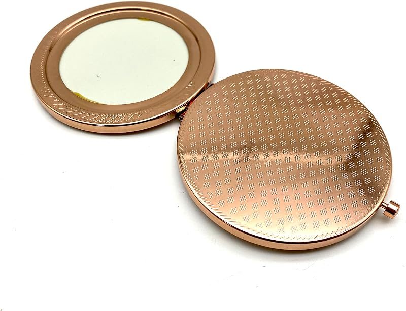 Round Compact Mirror Blank with White Insert Lid and Engraved Rim, 2 3/4" (7 cm)