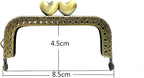 Heart Sew-In Kiss-Lock Purse Frame, 8.5 x 4.5 cm