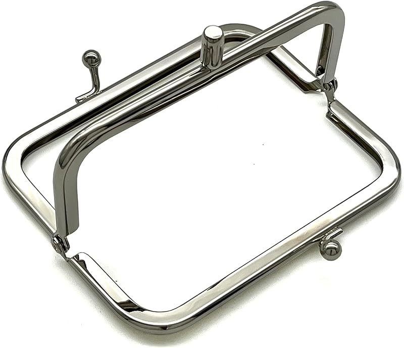Rectangle Double-Pocket Glue-In Kiss-Lock Purse Frame, 4" x 2" (10 x 5 cm)