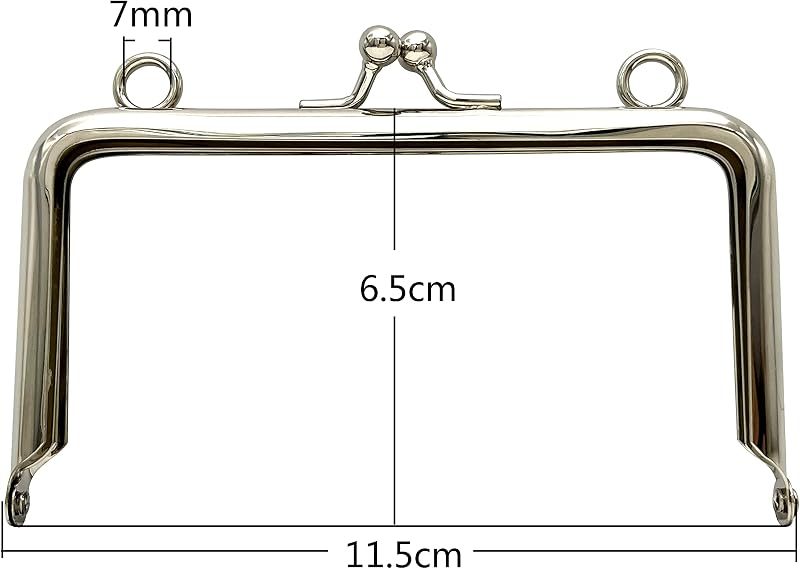 Rectangle Glue-In Kiss-Lock Purse Frame, 4 1/2" x 2 5/8" (11.5 x 6.5 cm)