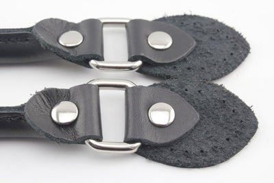 16.5 inch sew in genuine leather bag purse strap handles for purse bag making replacement Nickel hardware Black