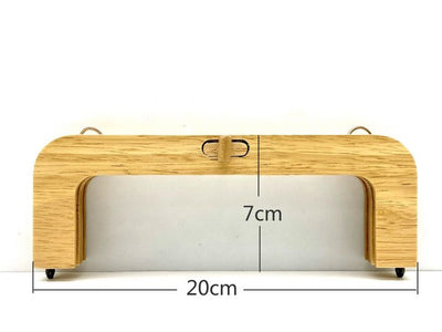Wood Purse Frame with Push Lock, 8" (20 cm) - Natural Wood