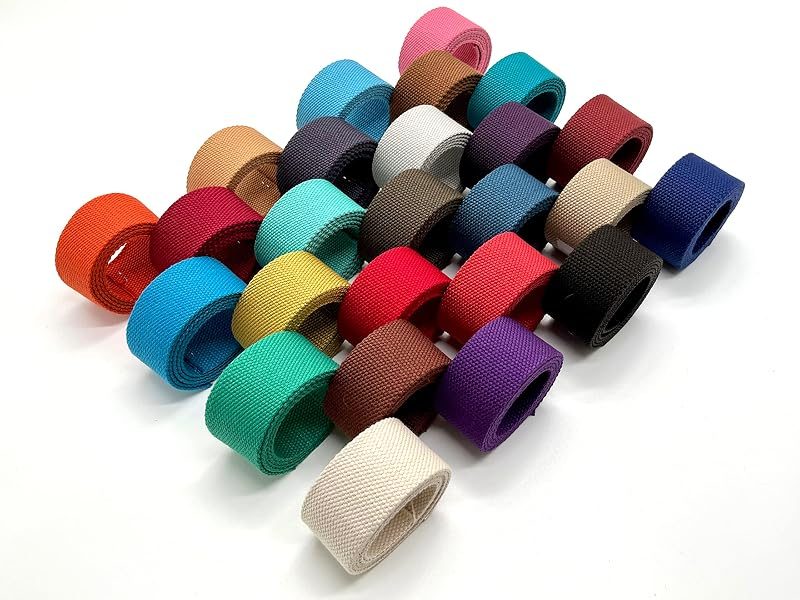 Polyester-Cotton Blend Webbing Ribbon 1 1/4" Sold by The Yard Heavy Weight Strap Replacement Colored 4 Size to Choose