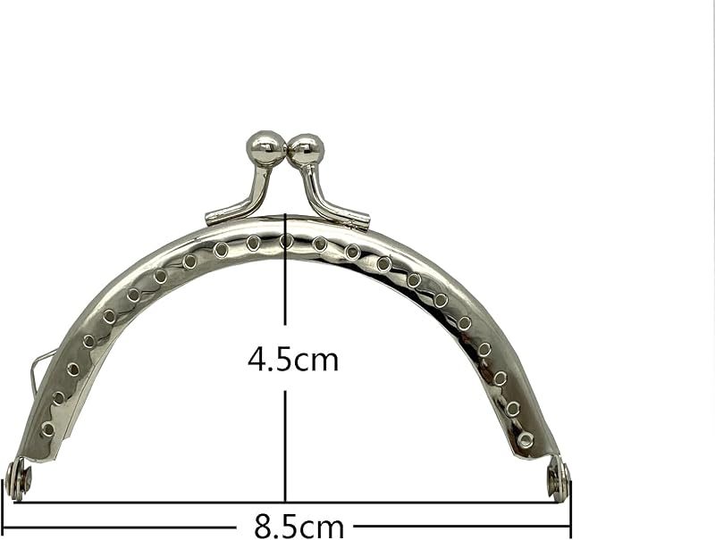 Sew-In Kiss-Lock Purse Frame, 3 3/8" x 1 3/4" (8.5 x 4.5 cm) - 6mm Ball Clasp