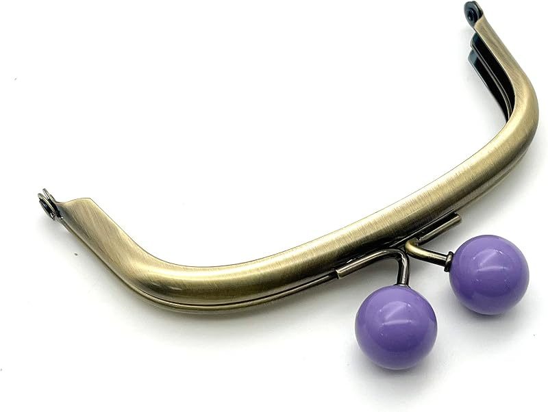 Half-Round Color-Ball Glue-In Kiss-Lock Purse Frame, 11 x 5 cm
