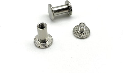 Iron Round Chicago Binding Screw Rivets Concho Screw Button Nail Rivet for DIY Leather Decoration Bookbinding / Nickel - Chicago Screw, Slotted Head - 3/8" x 3/8" (10 mm x 10 mm)