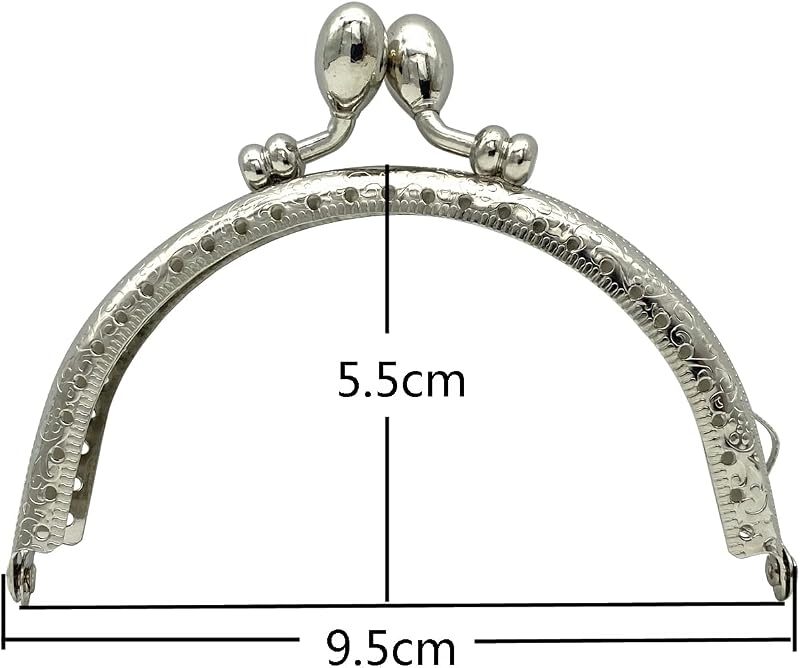 Half-Round Olive-Clasp Sew-In Kiss-Lock Purse Frame, 3 3/4" x 2 3/16" (9.5 x 5.5 cm)