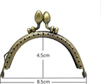 Half-Round Olive-Clasp Sew-In Kiss-Lock Purse Frame, 3 3/8" x 1 3/4" (8.5 x 4.5 cm)