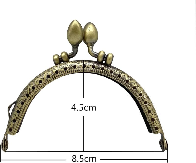 Half-Round Olive-Clasp Sew-In Kiss-Lock Purse Frame, 3 3/8" x 1 3/4" (8.5 x 4.5 cm)