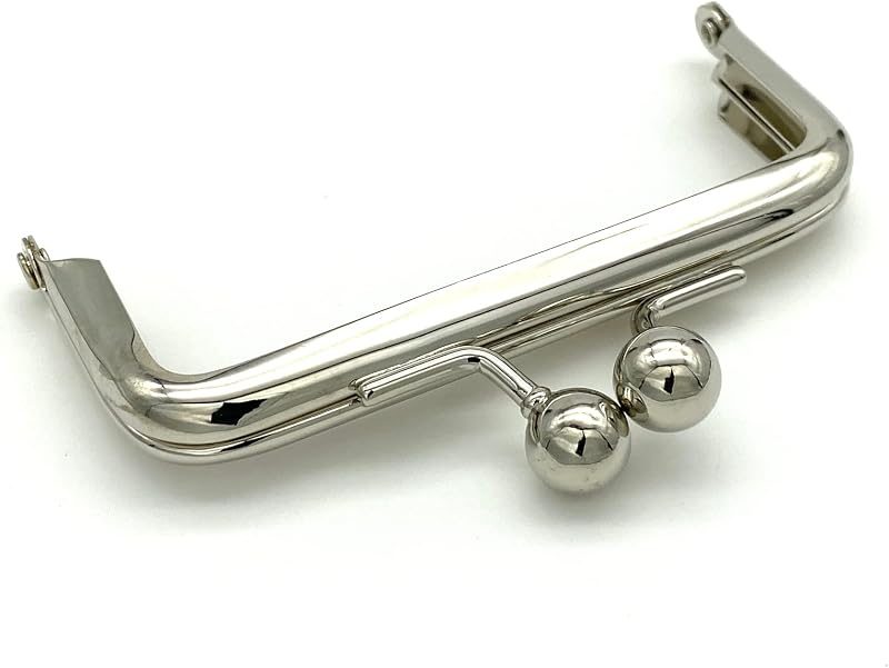 Rectangle Glue-In Kiss-Lock Purse Frame, 3 1/2" x 1 5/8" (9 x 4 cm) - Large 11mm Ball Clasp