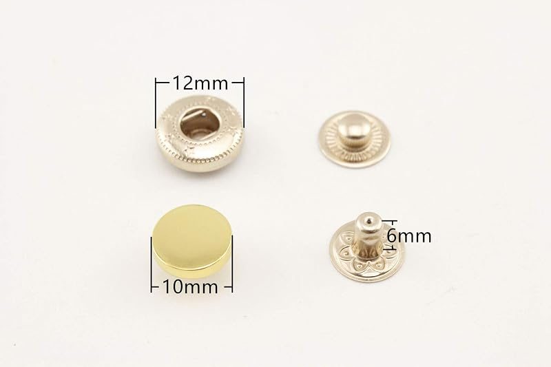 Zinc Alloy Flat-Cap Snap Fastener Buttons, 10 & 12 mm