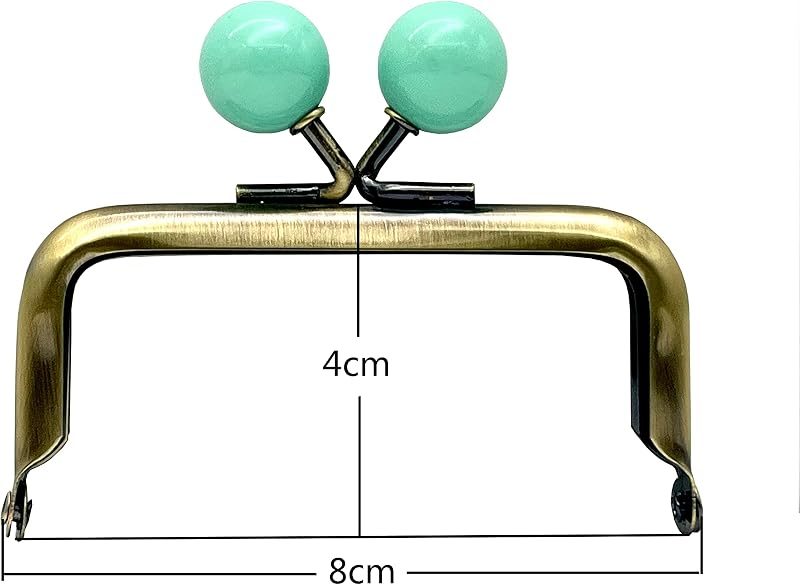 Half-Round Color-Ball Glue-In Kiss-Lock Purse Frame, 8 x 4 cm
