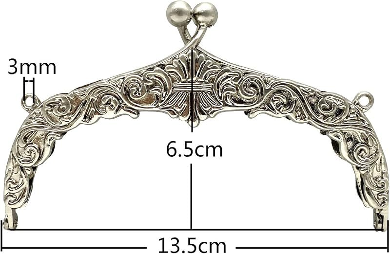 Vintage Embossed Screw-In Kiss-Lock Purse Frame, 5 5/16" x 2 9/16" (13.5 x 6.5 cm)