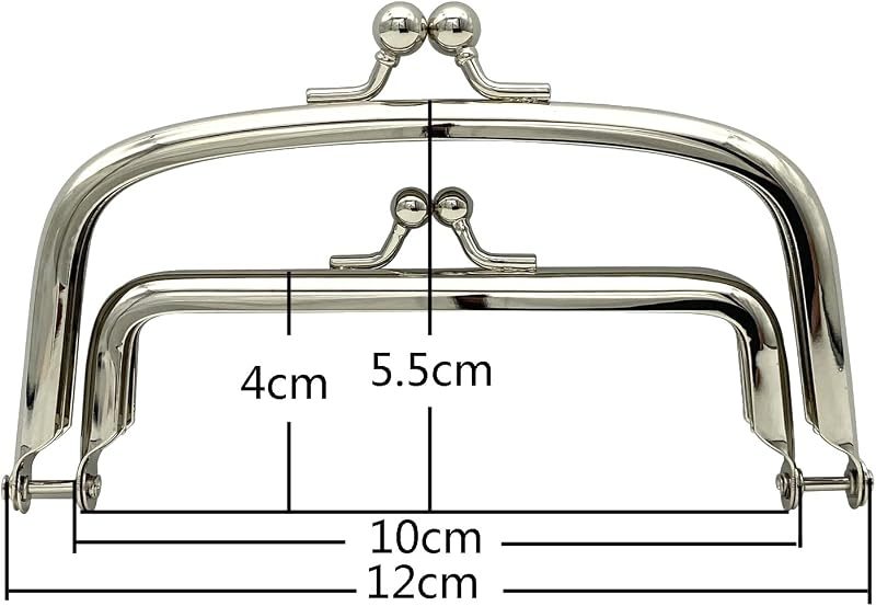 Rectangle Double-Pocket Glue-In Kiss-Lock Purse Frame, 12 x 5.5 cm