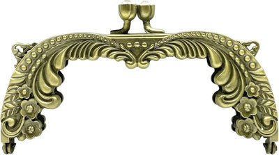 Vintage Embossed Screw-In Kiss-Lock Purse Frame, 5" x 2 3/16" (12.5 x 5.5 cm) - Openwork Leaf