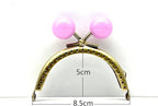 Half-Round Color-Ball Sew-In Kiss-Lock Purse Frame, 8.5 x 5 cm