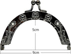 Vintage Embossed Rhinestone Sew-In Kiss-Lock Purse Frame, 3 1/2" x 2" (9 x 5 cm)