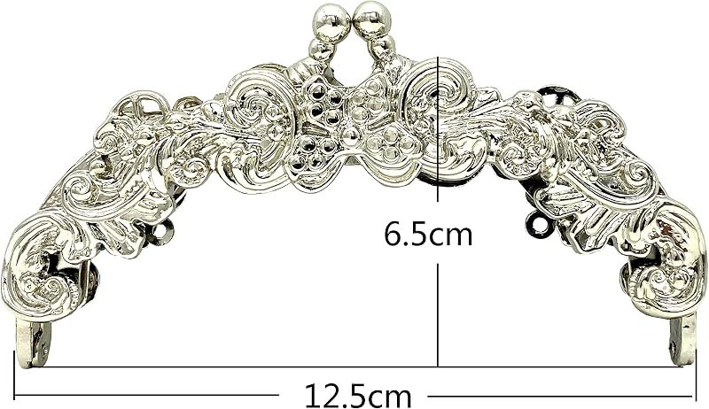 Vintage Embossed Screw-In Kiss-Lock Purse Frame, 5" x 2 3/16" (12.5 x 5.5 cm) - Baroque Scroll