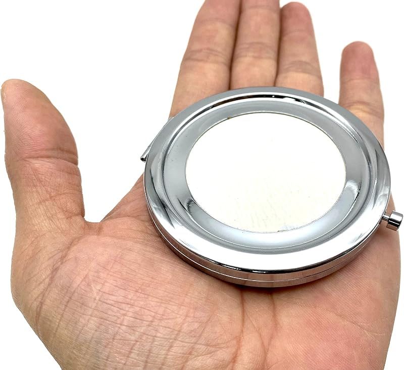 Round Compact Mirror Blank with White Insert Lid, 2 3/4" (7 cm)