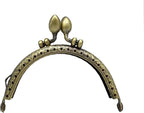 Half-Round Olive-Clasp Sew-In Kiss-Lock Purse Frame, 3 3/8" x 1 3/4" (8.5 x 4.5 cm)