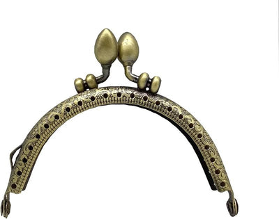 Half-Round Olive-Clasp Sew-In Kiss-Lock Purse Frame, 3 3/8" x 1 3/4" (8.5 x 4.5 cm)