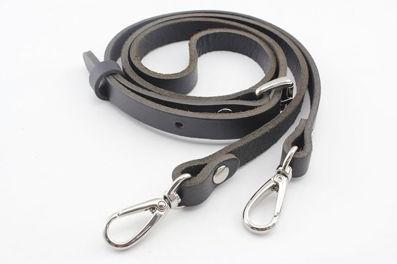 Adjustable Genuine Leather Crossbody Strap, 46 3/8" (118 cm) - Round-Eye Push-Gate Hooks