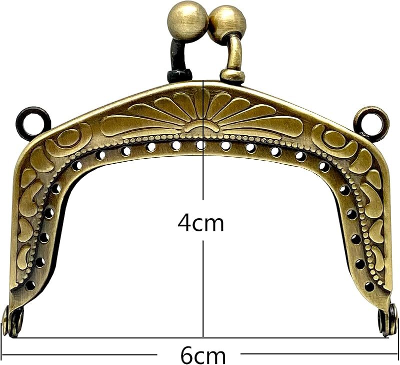 Rectangle Vintage Embossed Sew-In Kiss-Lock Purse Frame, 6 x 4 cm